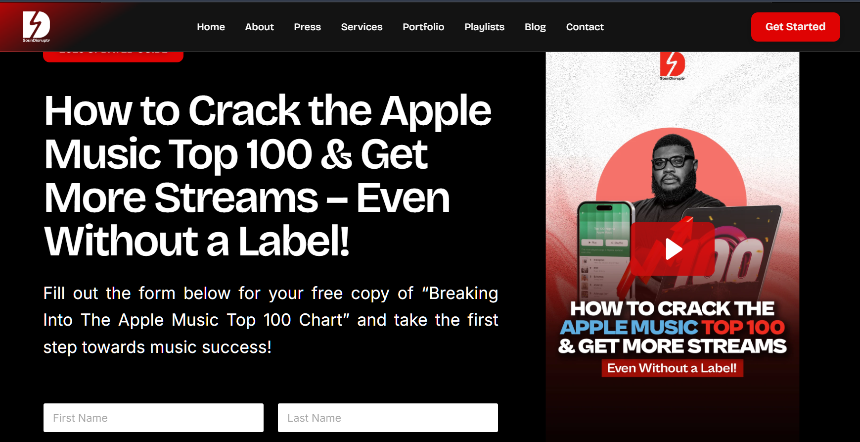 Apple Music lead magnet page screenshot
